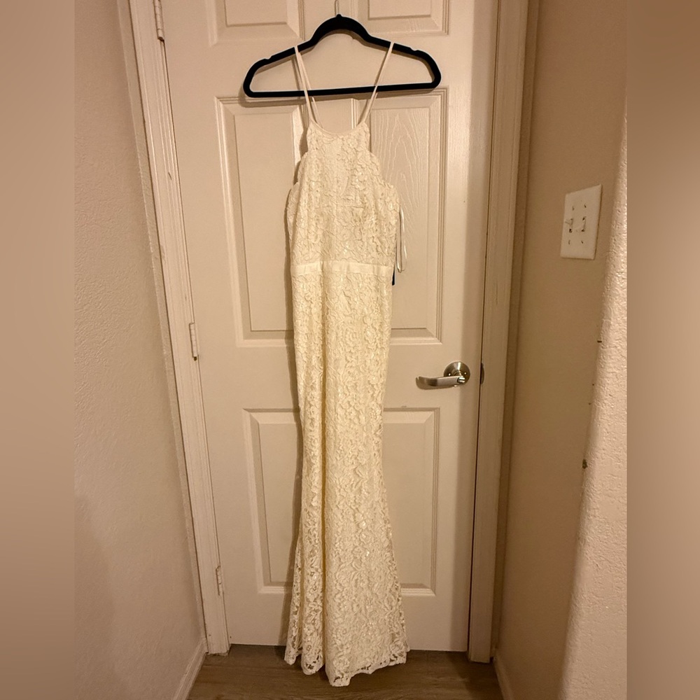 Lulu's Cream Lace Dress with Adjustable Straps